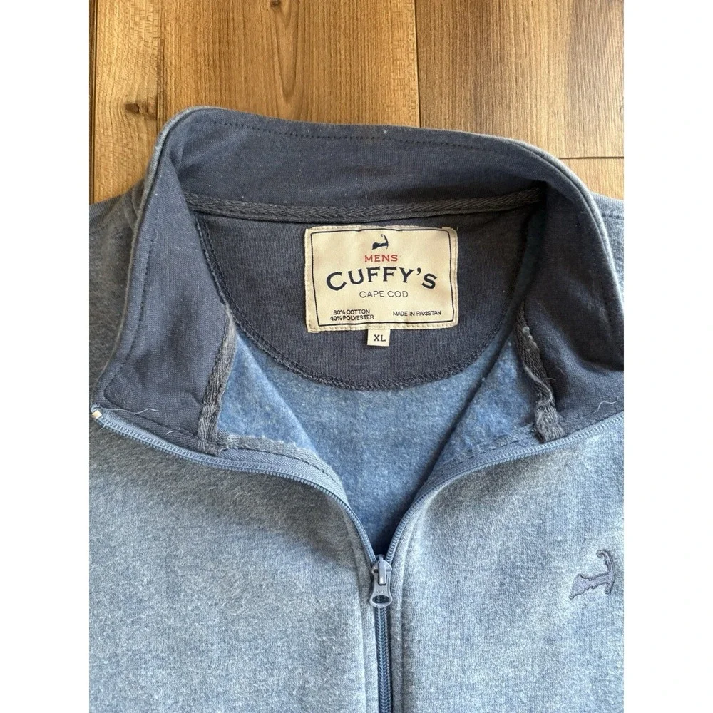Cuffy's Cape Cod Men's Cotton‎ Blend Fleece Jacket Coat Blue